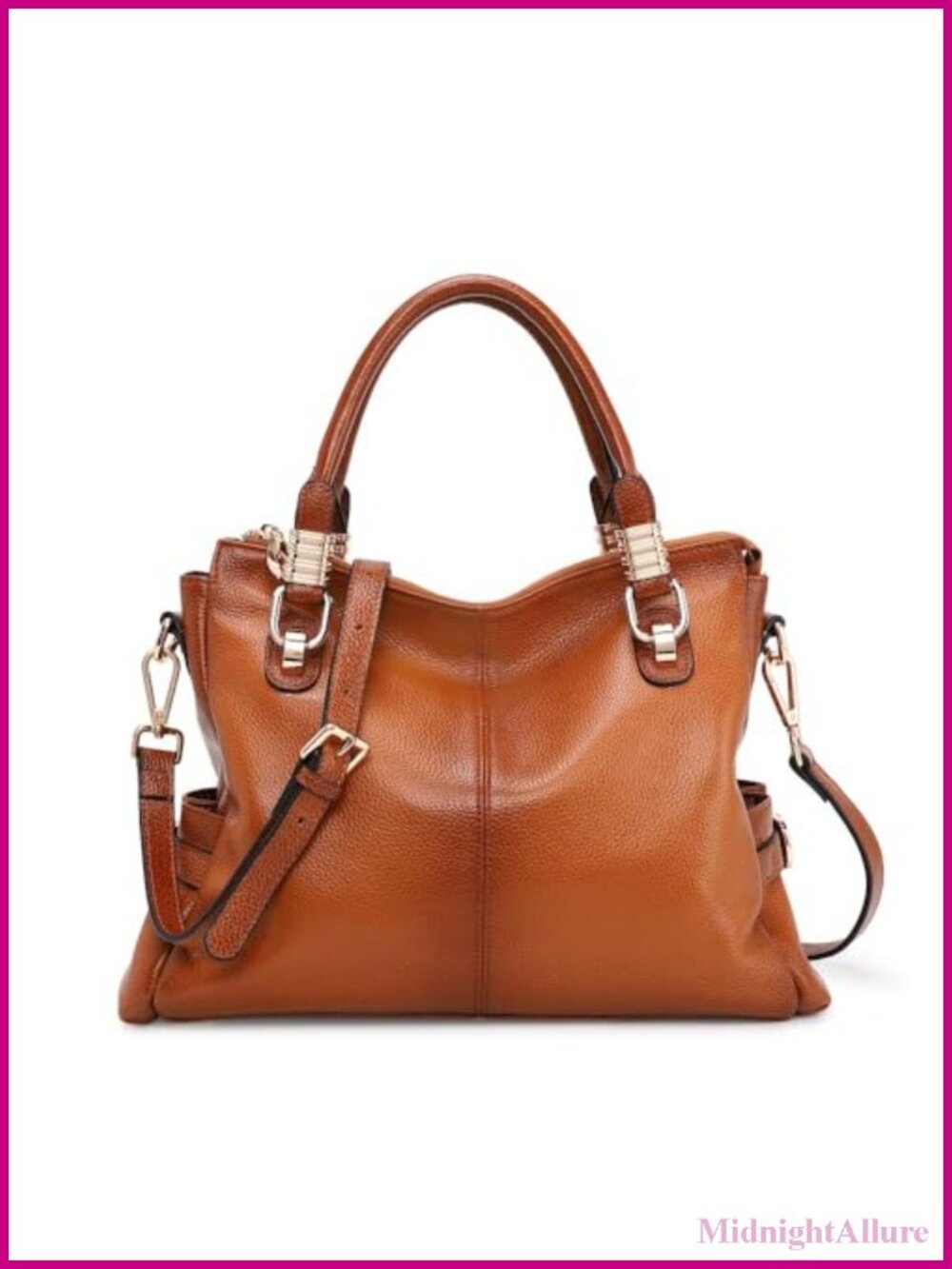 Top Grain Pebbled Cowhide Leather Satchel Tote Shoulder Crossbody Bag